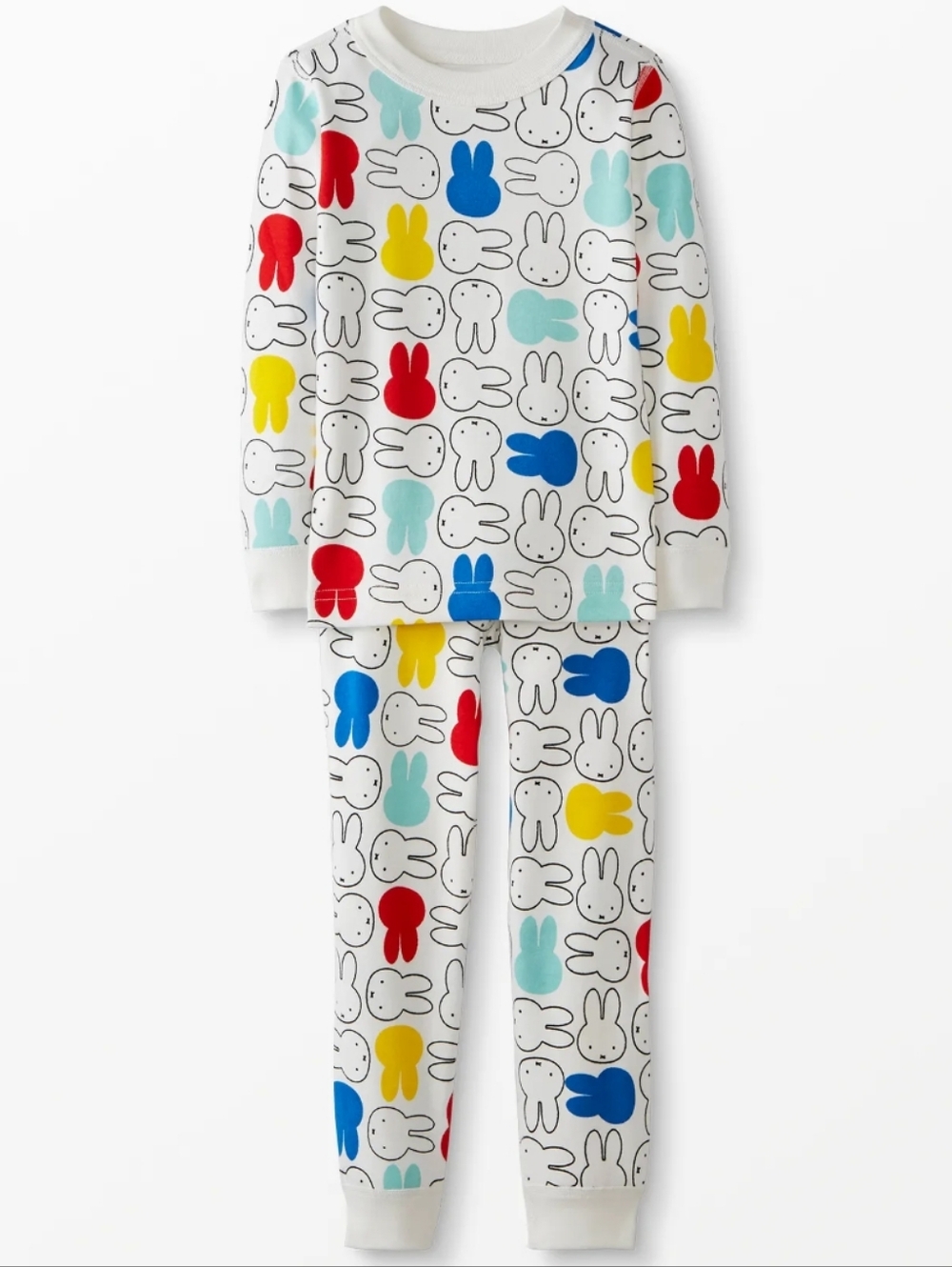 Hanna Andersson Miffy Colorful Organic Cotton Long John Pajama Set Bunnies Sz 10